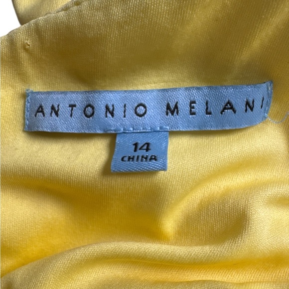 ANTONIO MELANI Yellow Pleated Halter Midi Dress - Picture 4 of 4